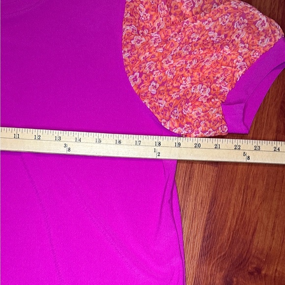 CeCe Pink Top with Orange Floral Sleeves - Picture 8 of 10